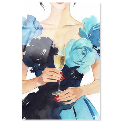 Champagne et roses - Estampe acrylique d'Ira Comleva, Art de la mode Martini par Art Remedy, 24 x 36