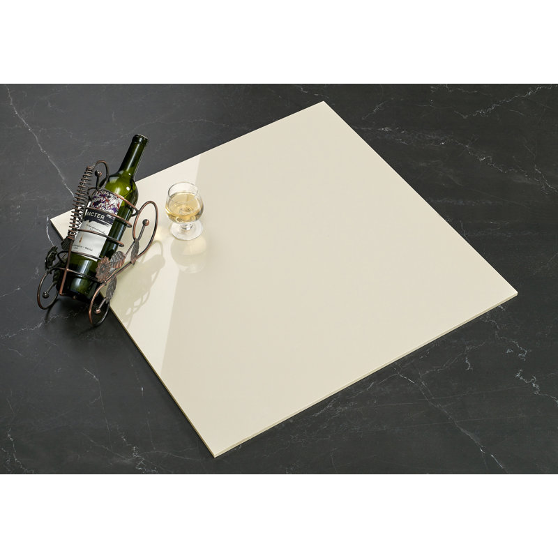 Element 24" x 24" Porcelain Concrete Look Wall & Floor Tile, Off-White Snow
