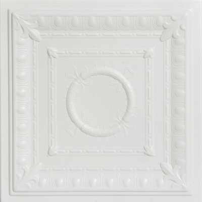 Romanesque Wreath 1.6 ft. x 1.6 ft. Polystyrene Glue-up Ceiling Tile