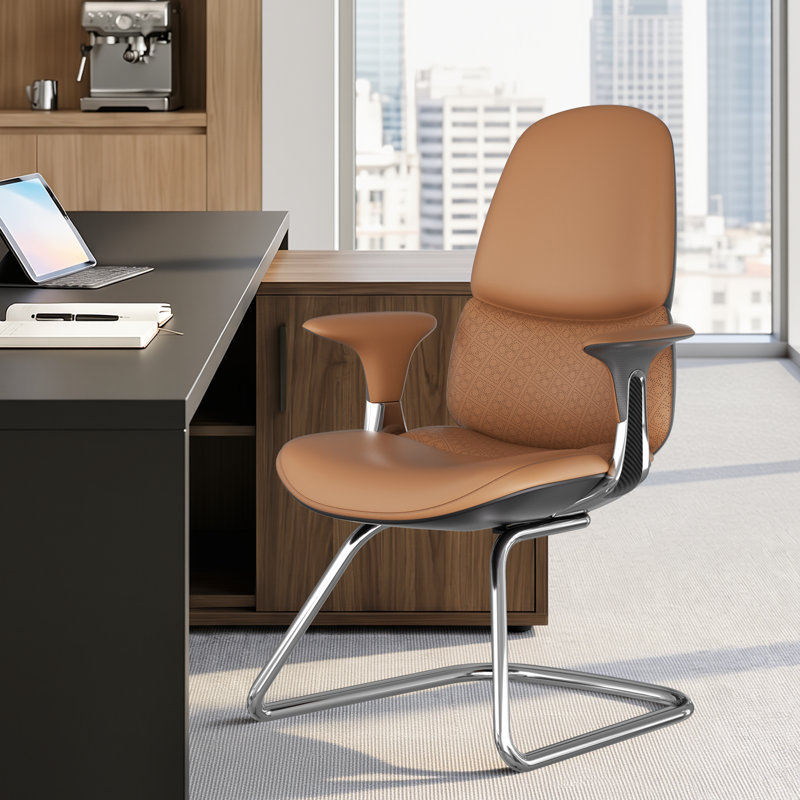 Fauteuil de direction en cuir véritable Chair Fauteuil de bureau personnel, Brun