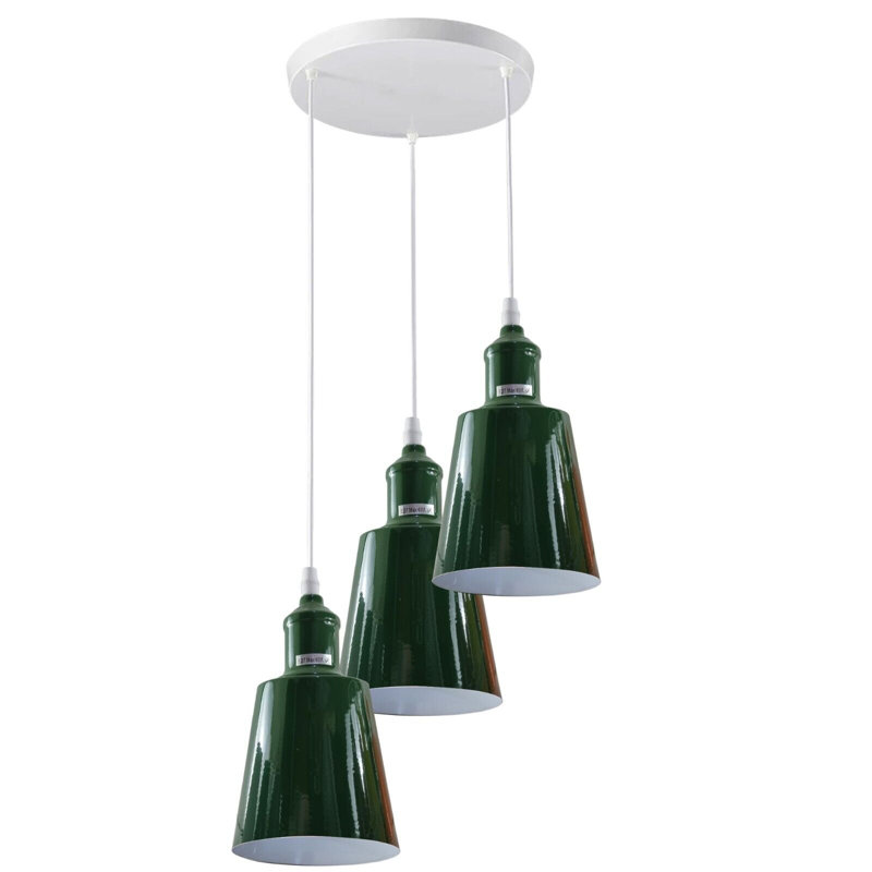 3 - Light Silver Cluster Pendant, Green