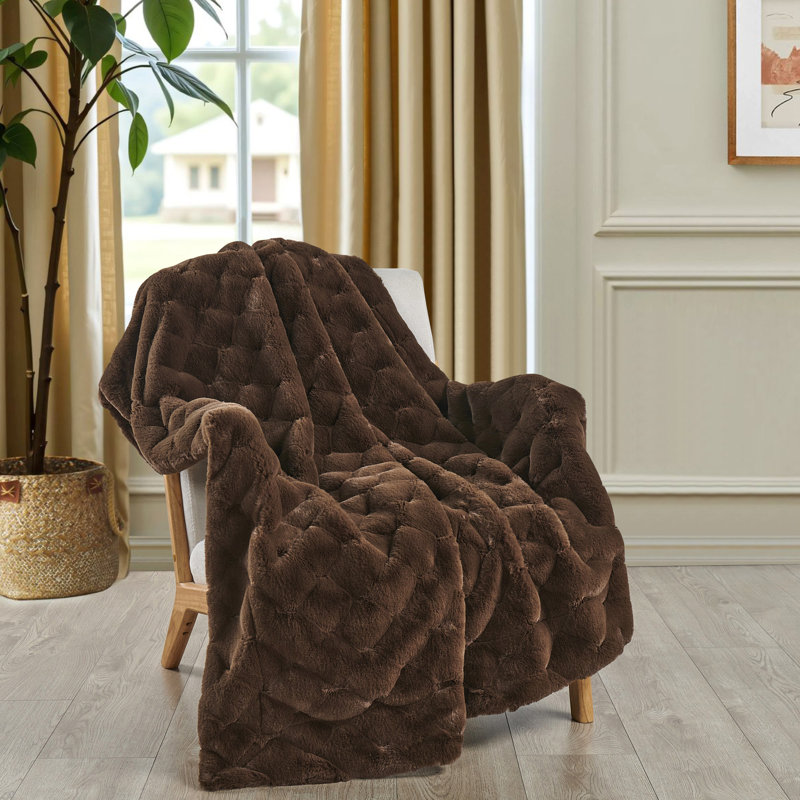 Rabbit Faux Fur Throw Blanket, Carafe