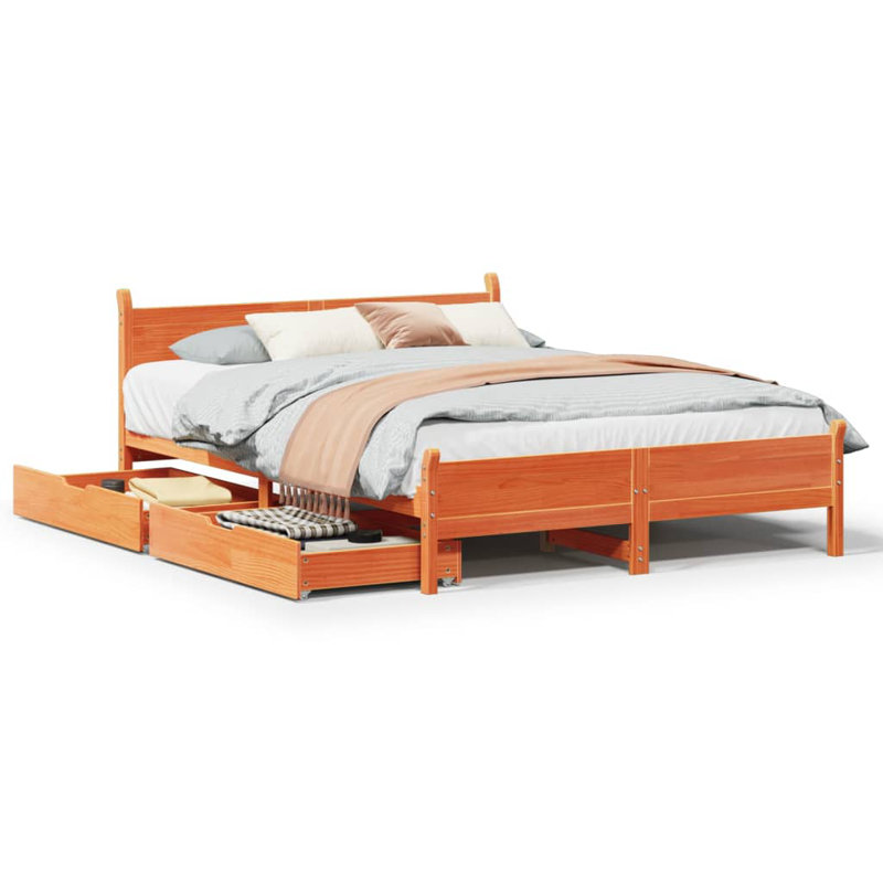 Storage Bed, 120 x 200cm, Wax Brown
