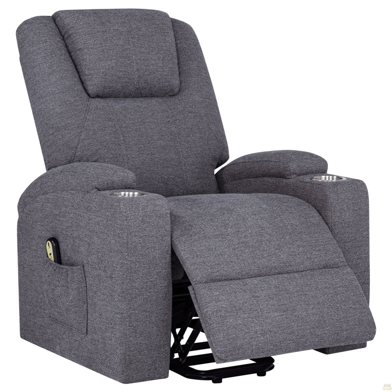 Grey Upholstered Power Lift Massage Chair
