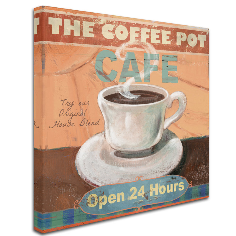 « coffee pot », affiche rétro sur toile tendue, H 24 po x l 24 po