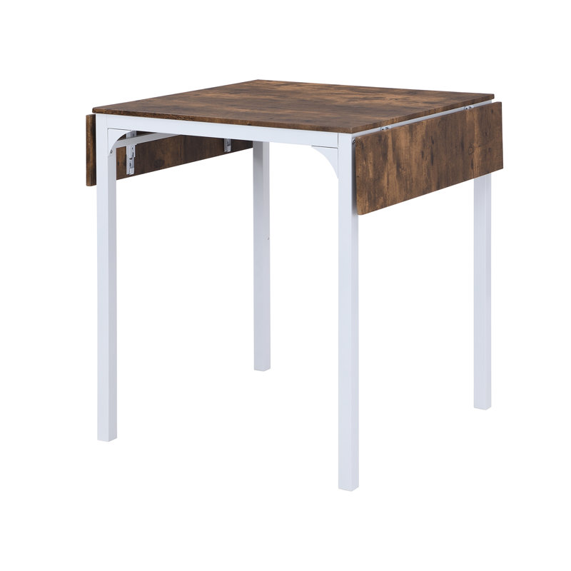 4 - Person Four Leg Dining Set, Rustic Brown, White, White/Brown