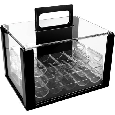 Caisses de jetons de poker en acrylique GSE 600 pièces, support de jetons de poker en acrylique de qualité casino avec 6 plateaux de jetons de poker