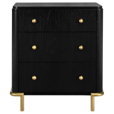 Maxine 3-drawer Nightstand Black