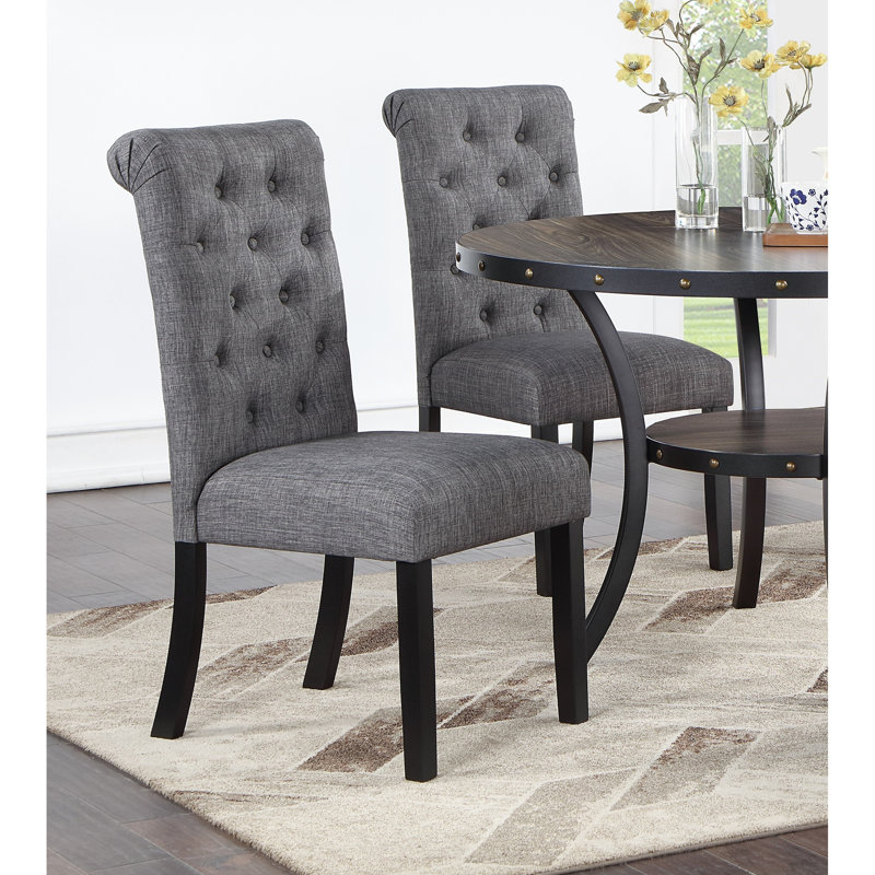 Chaises de salle à manger contemporaines gris anthracite de 2 places assises avec dossier rembourré