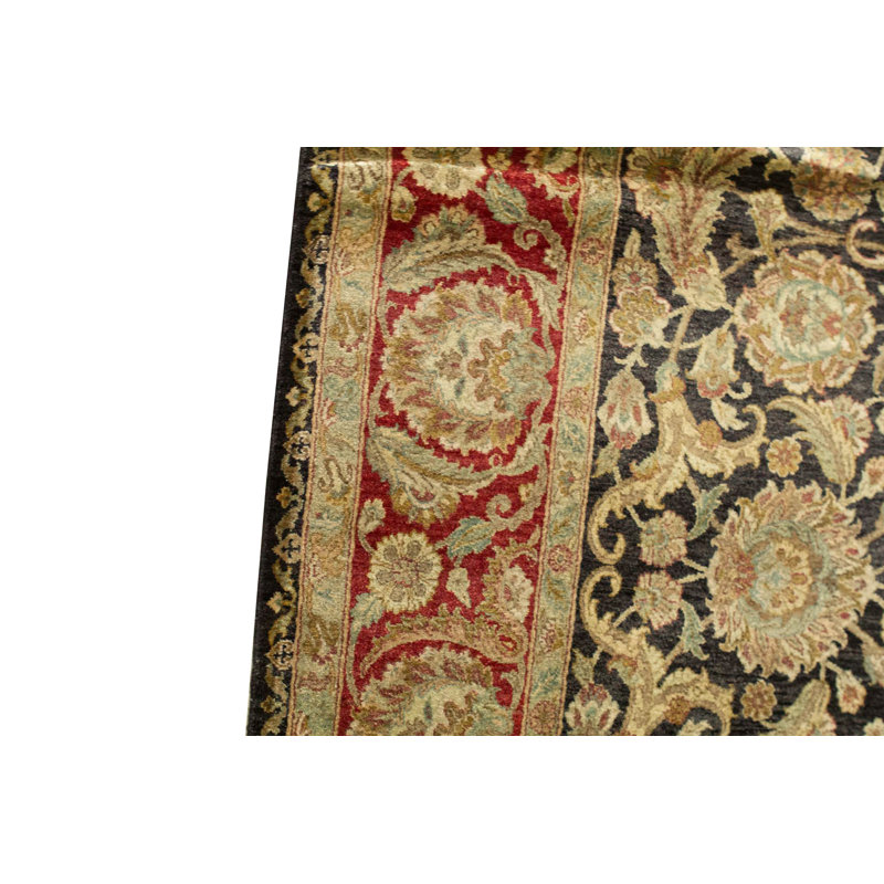 Tapis bleu et rouge noué à la main de haute qualité