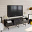 Modern TV Stand with Wall-Mount Option, Black & Marble Finish, 70.9 x 25.5 x 14.6 inches | 100% Melamine Coated Particle Board, Thickness: 0.7 inches | Multiple Shelves, Perfect for Stylish Living Rooms & Entertainment Spaces-1343597277