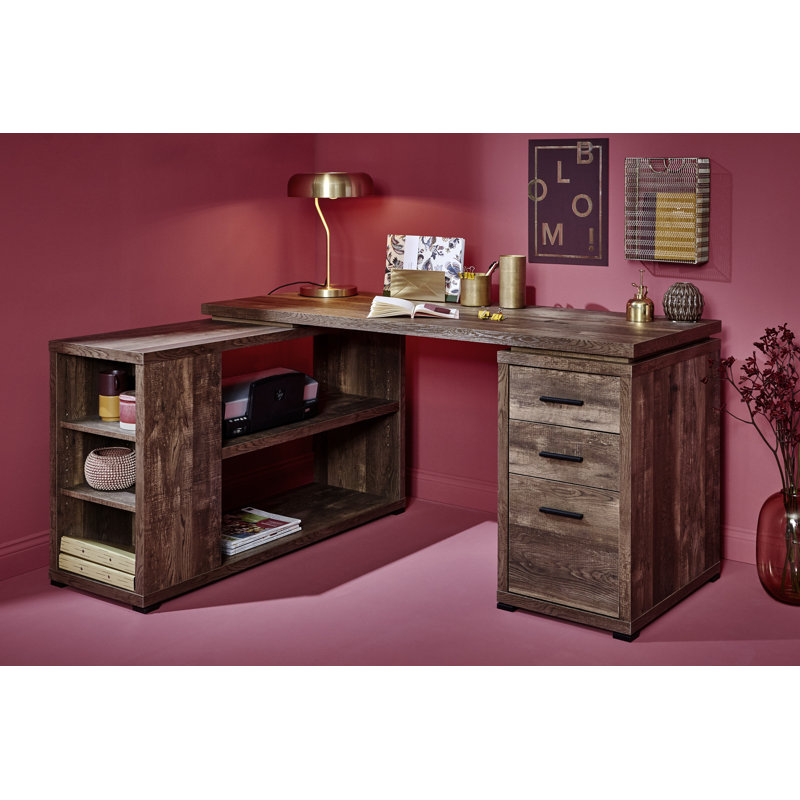 Burlisonjr L-Shaped Writing Desk, Brown