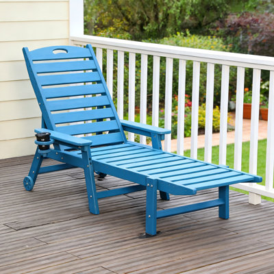 Méridiennes de patio durables en PEHD, fauteuil inclinable réglable bleu marine pour le bord de la piscine