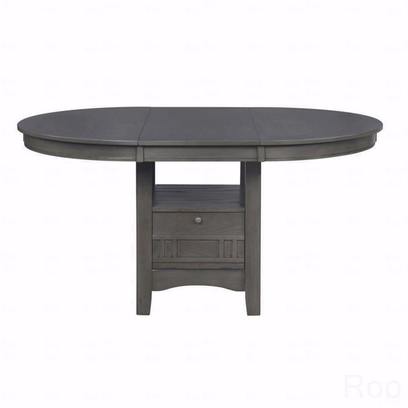 Table de salle à manger ovale à rallonge ovale de 60 pouces, gris moyen, Gris, Gris, H 30 po x L 42 po x l 42 po