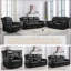 Fauteuils inclinables pour le salon | Fauteuil inclinable manuel pivotant à 360 ° avec accoudoirs larges | Noir | Revêtement en polyuréthane