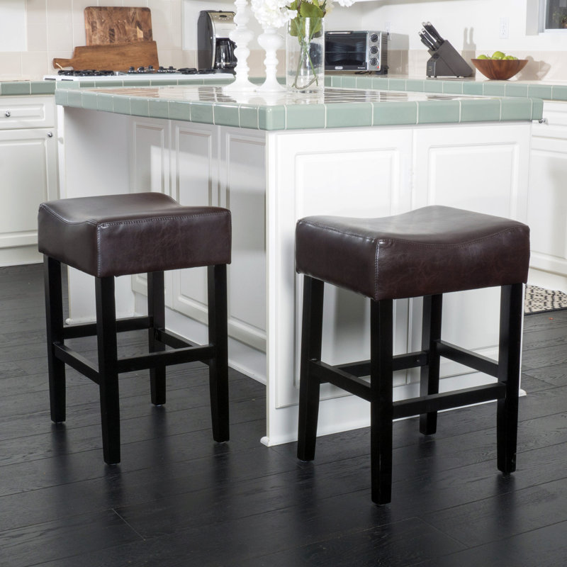 Upholstered Counter Stool with Solid Wood Frame, Counter Stool (26" Seat Height), Brown