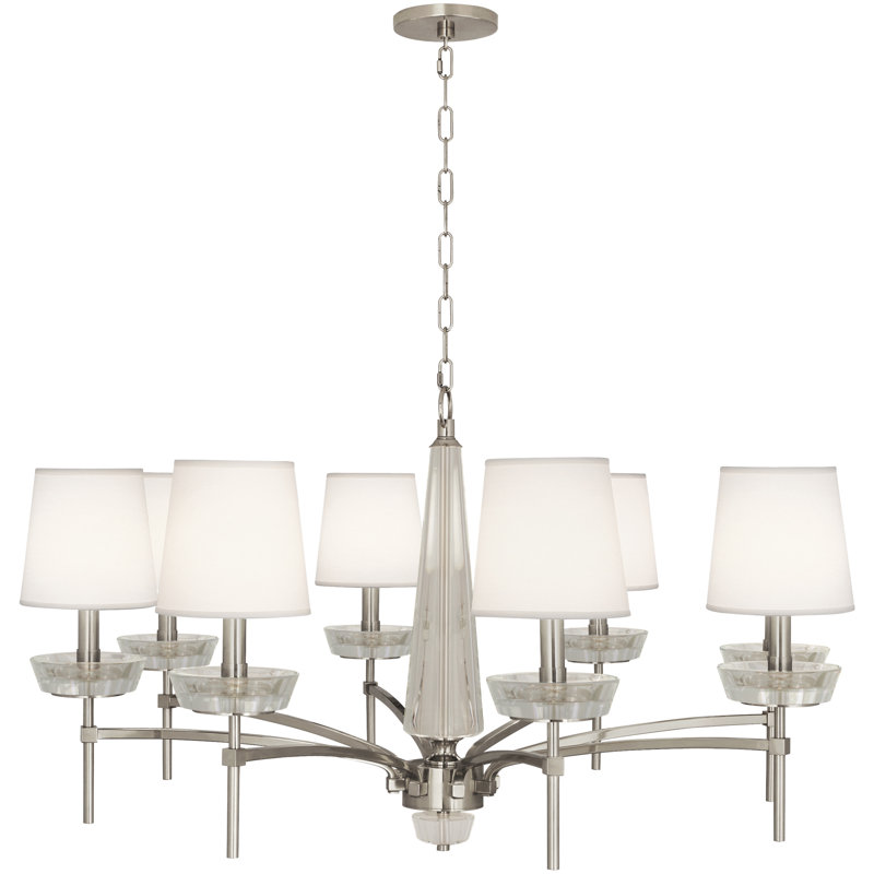 Cristallo 8 - Light Chandelier, Polished Nickel, Off White