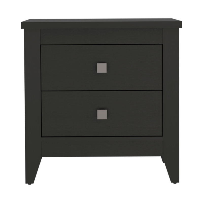 Breeze Four-Legged Modern Bedroom Nightstand, With Two Drawers, Gray