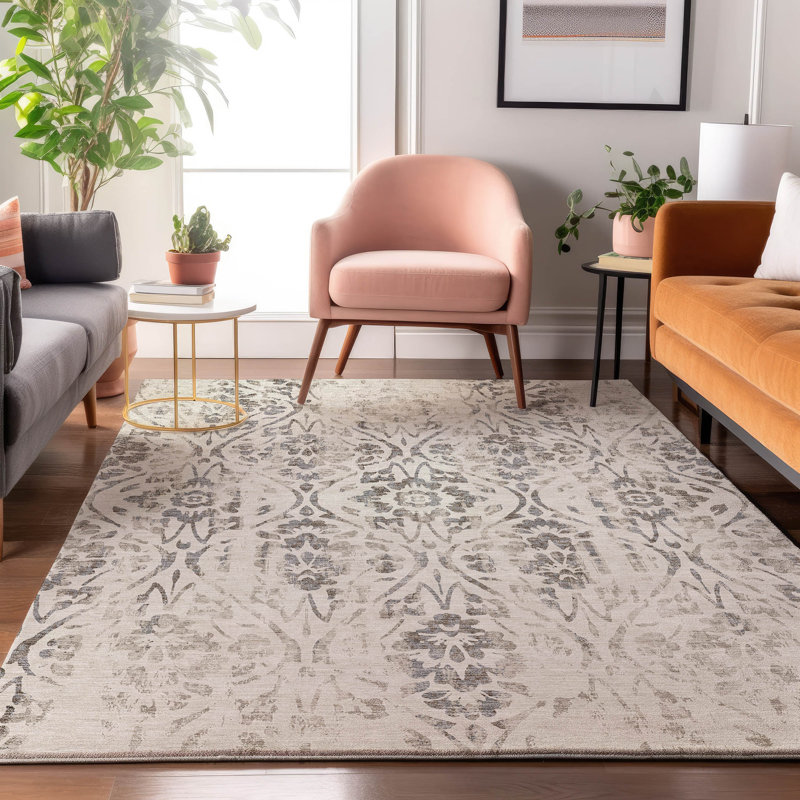 Tapis ivoire Prisco lavable à la machine de qualité supérieure, Rectangle 9 pi x 12 pi