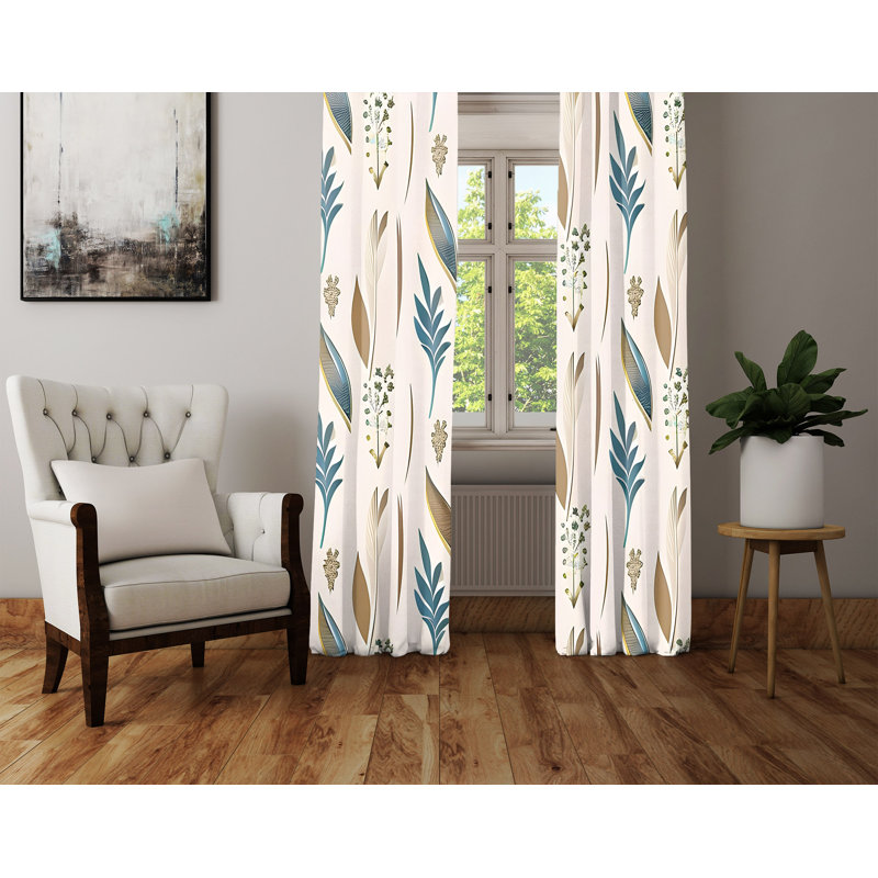 Paire de rideaux semi-transparents en polyester Dheera, L 40 po x L 61 po