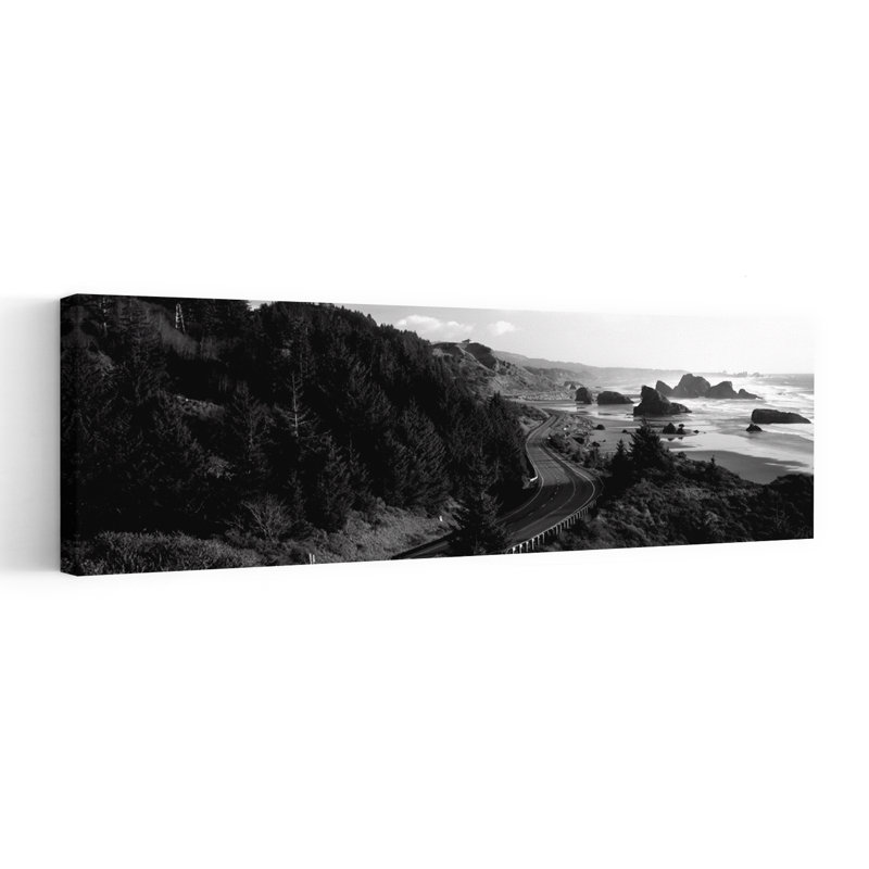 Highway Along A Coast Highway 101 Pacific Coastline Oregon USA by Dan Merkel - Wrapped Canvas Panoramic Print