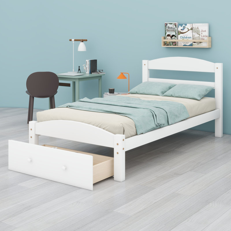 Gloriana Twin Low Profile Storage Platform Bed, White