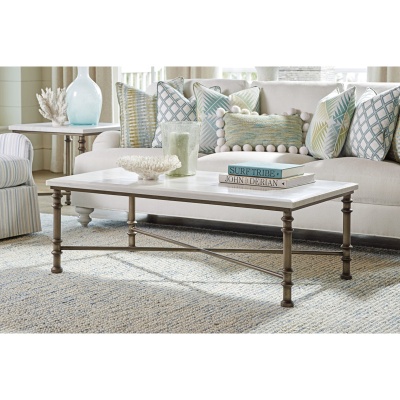 White and Gray Rectangular Marble Top Coffee Table