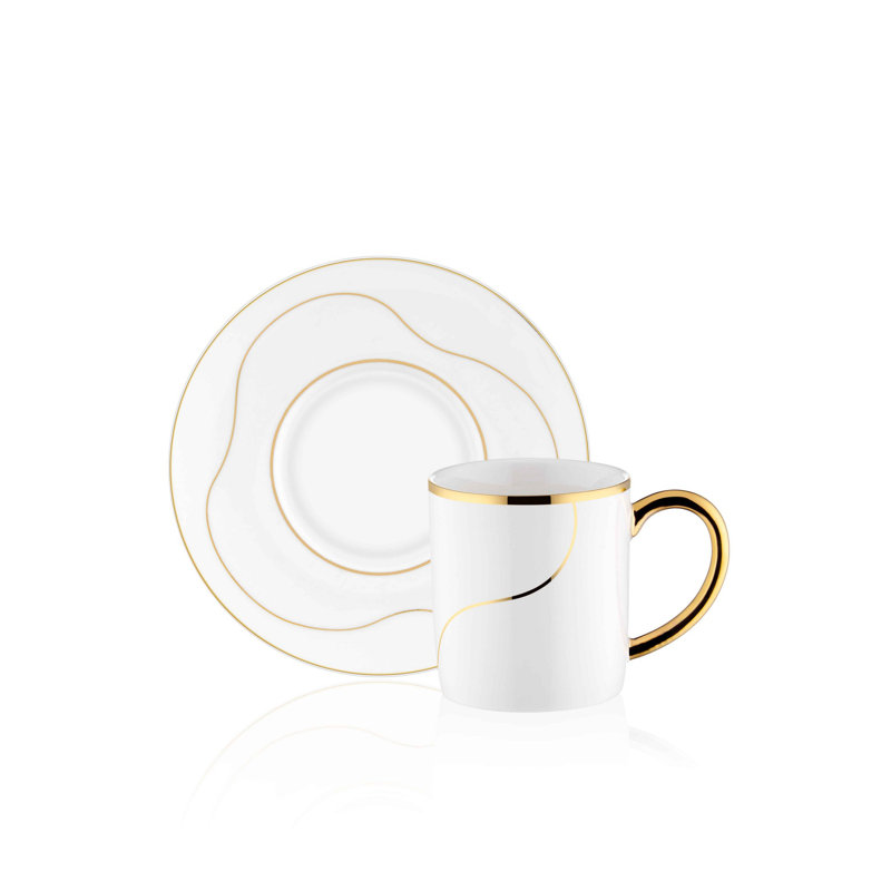 Ensemble de tasses à café Jacqulyn, 12, Blanc / or