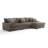 3 - Piece Upholstered Light Brown Faux Rabbit Fur Flannel Modular Sectional Sofa with Armrests & Throw Pillows-1817654549