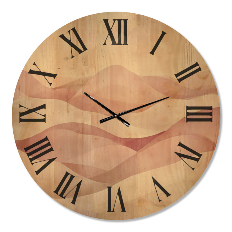 Rose Dune Waves - Horloge murale abstraite silencieuse (sans tic-tac), imprimée sur bois, Extra Large