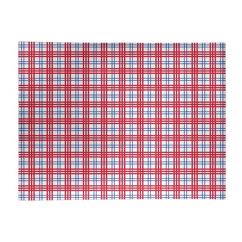 Tapis rouge / blanc à carreaux, Rectangle 8 pi x 10 pi