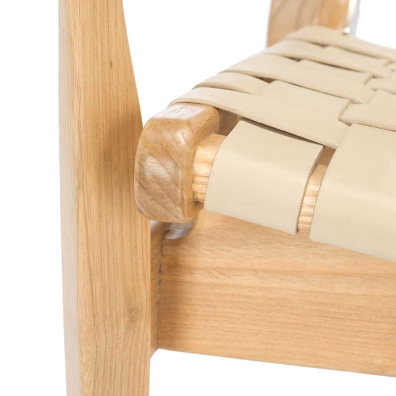 Armchair, Natural, White Genuine Leather