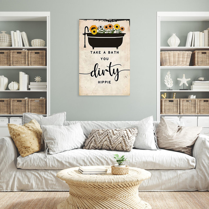 «Take A Bath You Dirty Hippie», impression sur toile, H 14 po x l 11 po x P 1,25 po