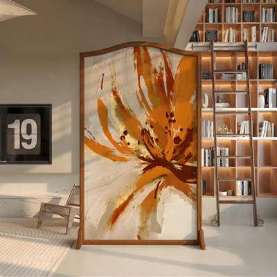 Paravent moderne en bois à motif floral