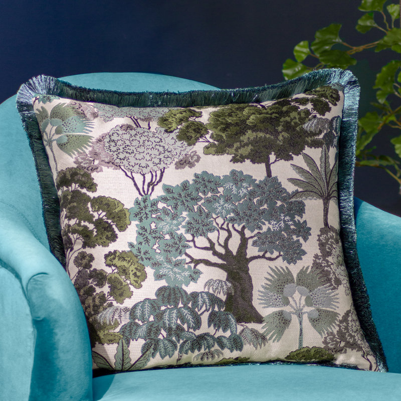 Floral Square Cushion, Green