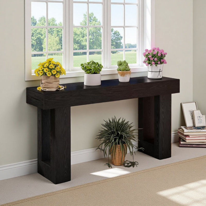 Console en bois, table d'appoint, table de salon rectangulaire derrière le canapé, Noir