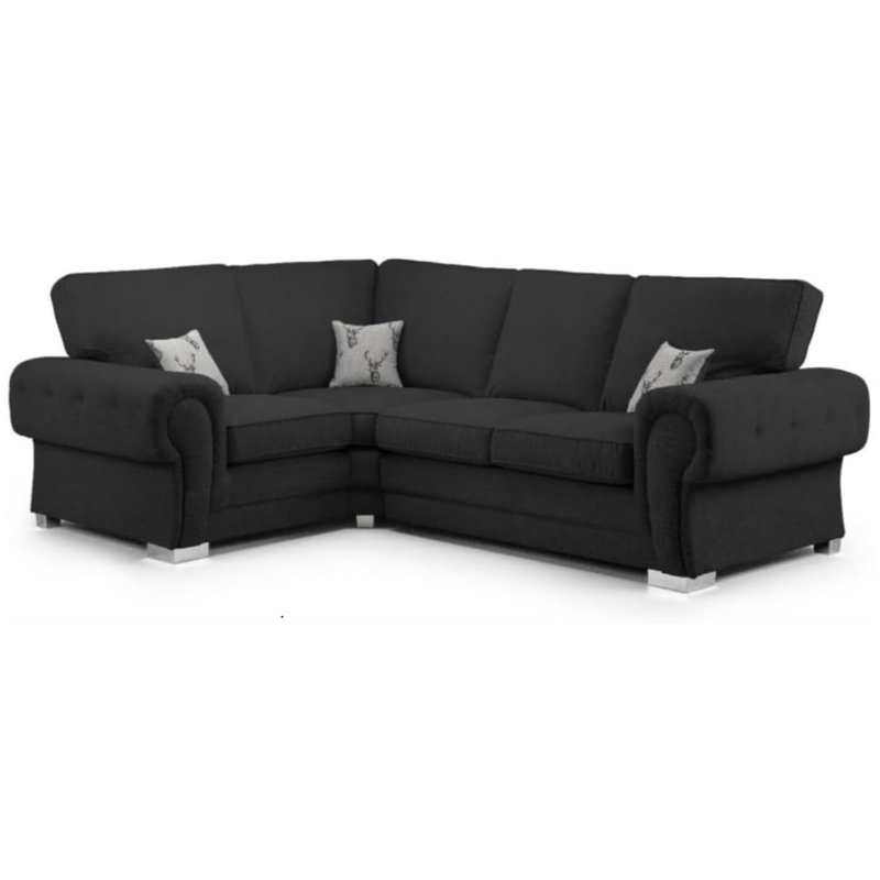 Verona 4 Seater High Back Fabric 2C1 Corner Sofa with Left and Right Configuration, Left Hand Facing, Black
