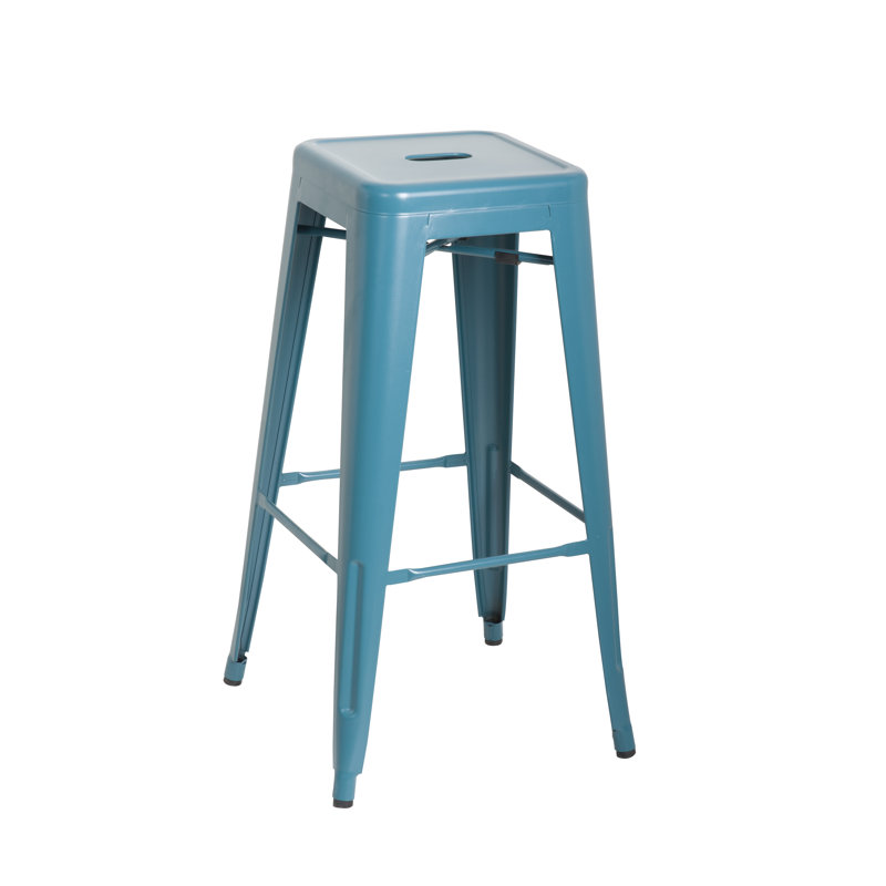 Tabouret de bar en métal 94115, Bleu sarcelle givré