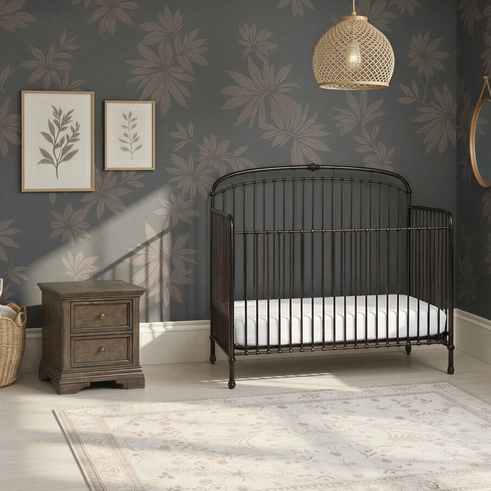Olivia Classic Metal Crib, Oil Bronze, Convertible Crib in Oil Bronze