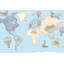 Papier peint carte du monde avec montgolfière-53361420-53361421