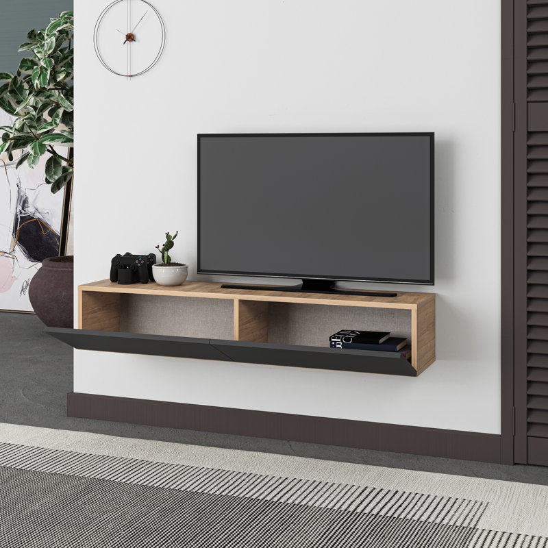 Bowning Wall-Mounted TV Stand for TVs Up to 42 Inches Stylish and Functional Entertainment Unit, Oak/Anthracite