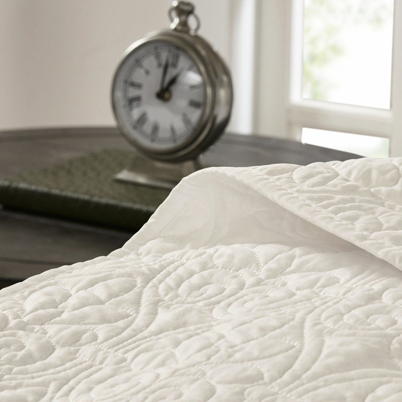 Couvre-lit et taie décorative réversible pleine crème - Rembourrage en coton prélavé, matelassage élégant, mélange de microfibre traité en tissu confortable, protection élégante