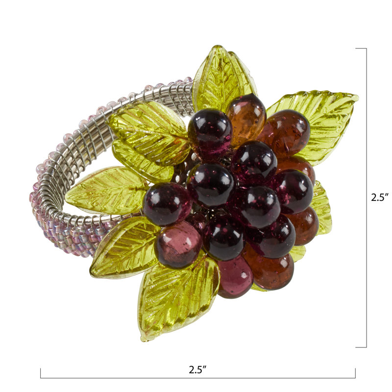 Rond de serviette perlé, Mauve