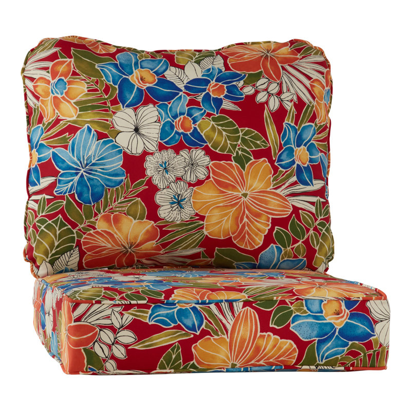 Ensemble de coussins de siège d'extérieur 2 pièces, Rouge Aloha