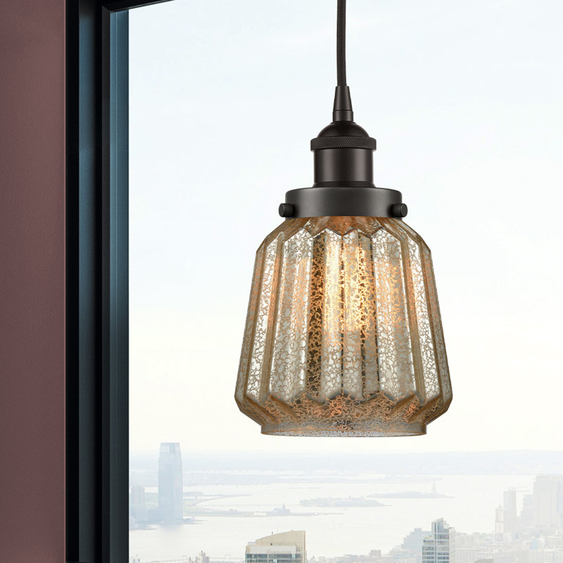 Luminaire suspendu conique à 1 lumière Caggiano, Bronze huilé