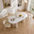 Luxe Creamy Dining Table with Roman Column Legs-649096551