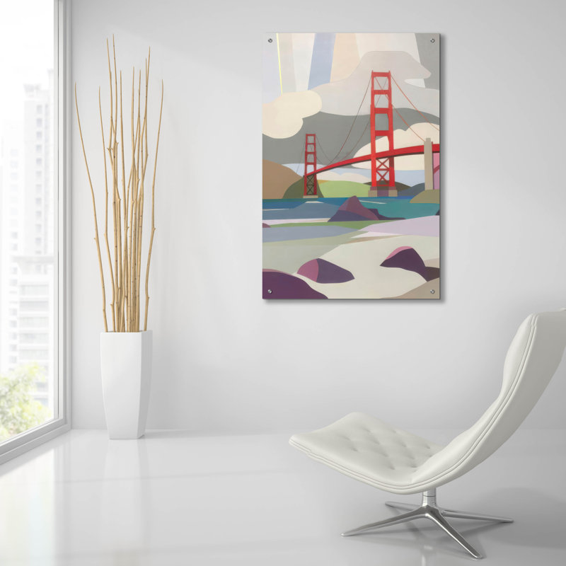 «The Golden Gate Bridge From Baker Beach» par Melba Browne, art mural en verre acrylique, 24 po x 36 po, H 36 po x l 24 po