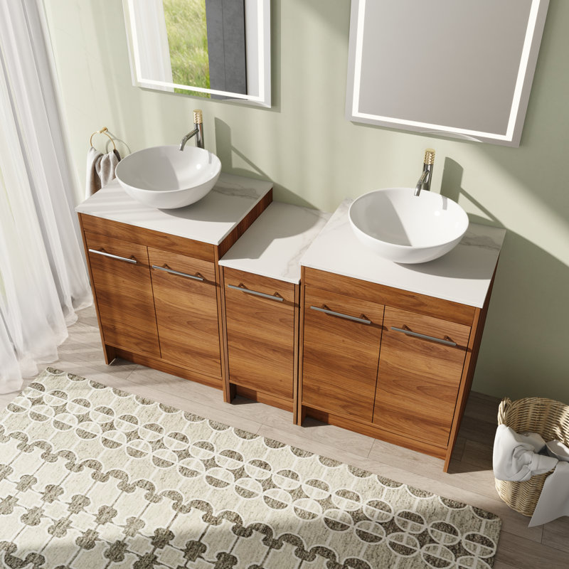 Meuble-lavabo double 58,93 po avec comptoir