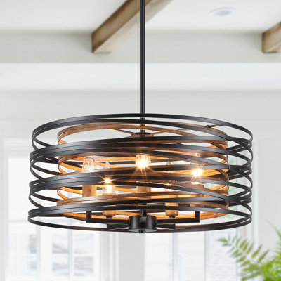 Wataru 5 - Light 18.9''Drum Farmhouse Mosaic Chandeliers for Dining Room Lighting Fixtures Over Table Modern Industrial Hanging Single Pendant