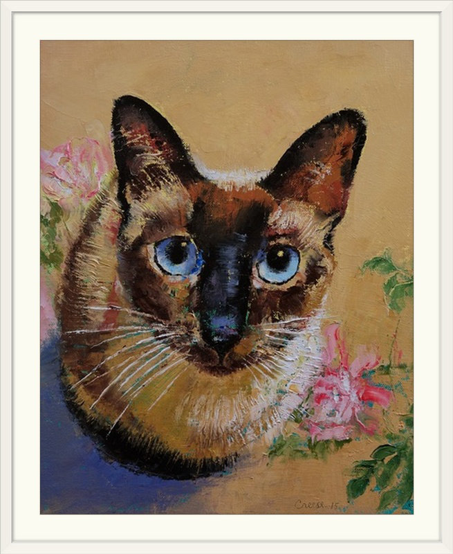 « siamois cat » par l’impression de peintures Michael Creese, H 14 po x l 11 po x P 1,25 po, Toile